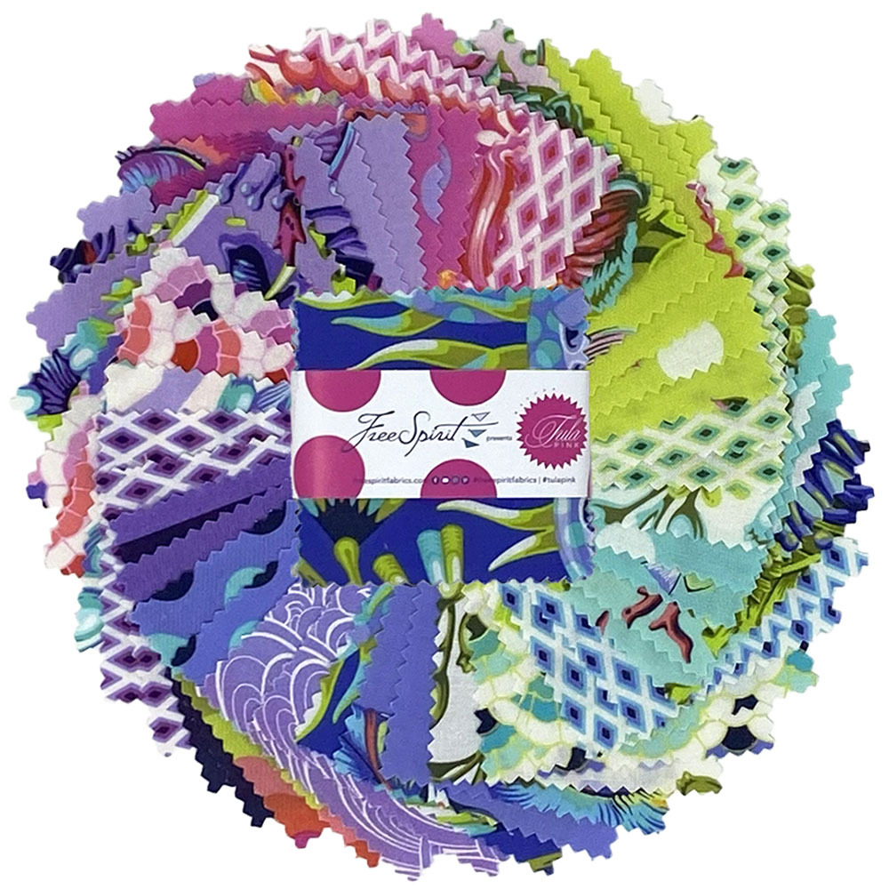 Charm Pack Quilt Fabric | Tula Pink Floral Reef | 5 Squares | 42 Pieces