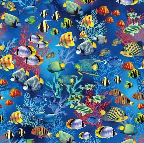 Colorful Ocean Creatures Quilt Fabric | Benartex Oceana | 1 Yard Precut