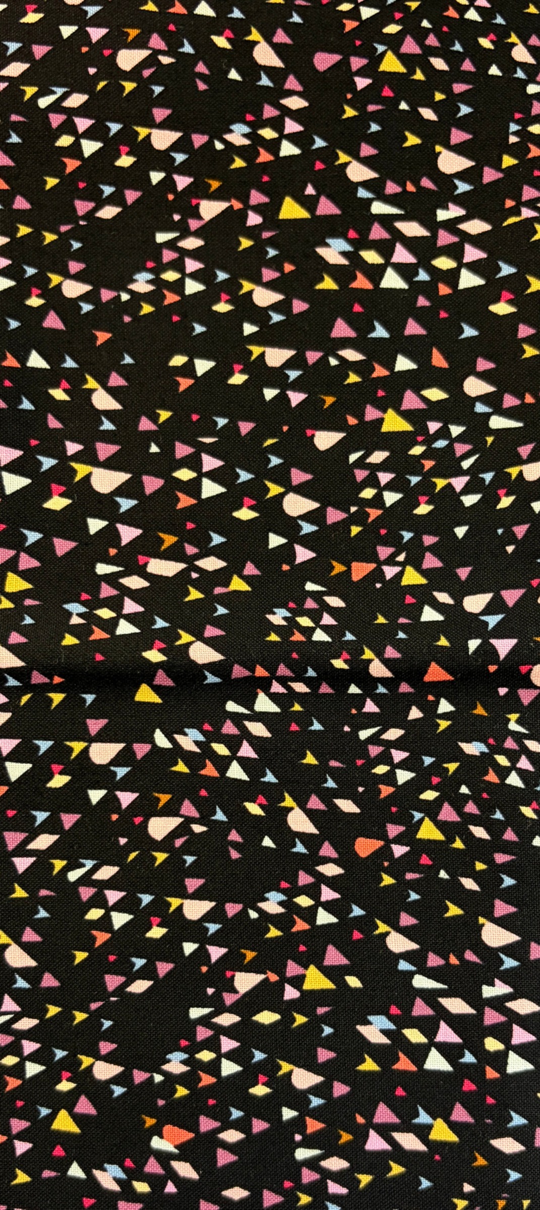 Fat Quarter | Free Spirit Fabrics | Festive Multi-Colored Triangles on Black Quilt Fabric