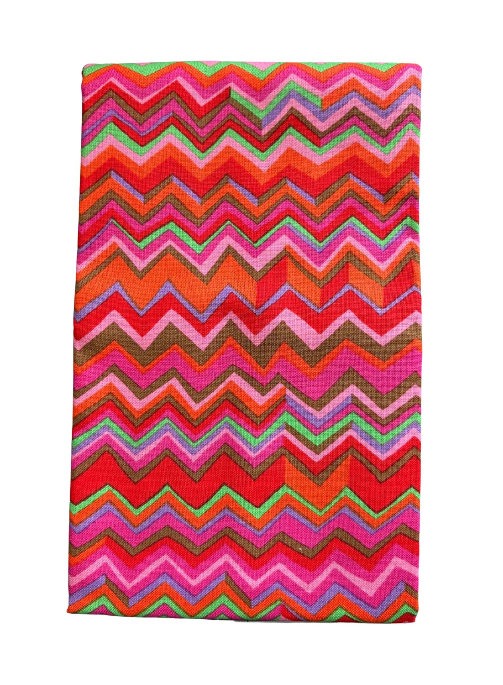 Kaffe Fassett Pink/Red/Multi Zig-Zag Quilt Fabric | Free Spirit Fabrics | 1 Yard Precut