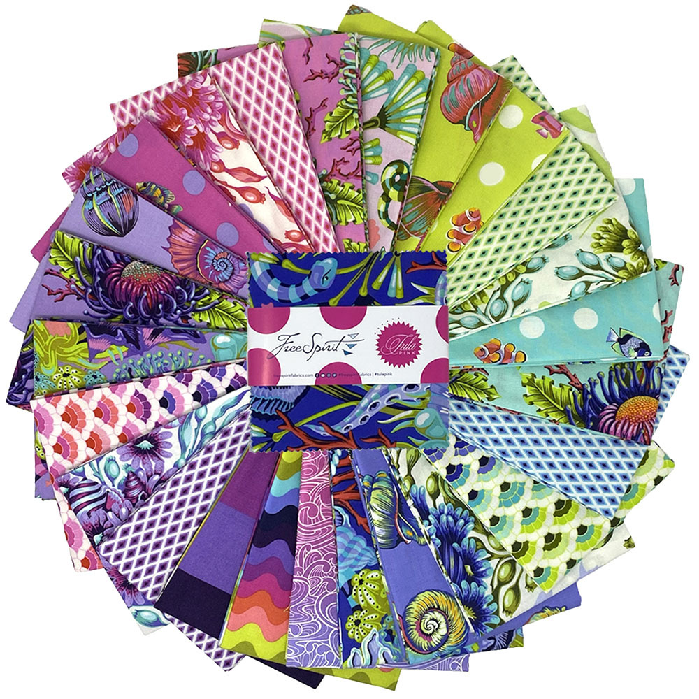 Mini Charm Pack Quilt Fabric | Tula Pink Floral Reef | 2 1/2 Squares | 42 Pieces