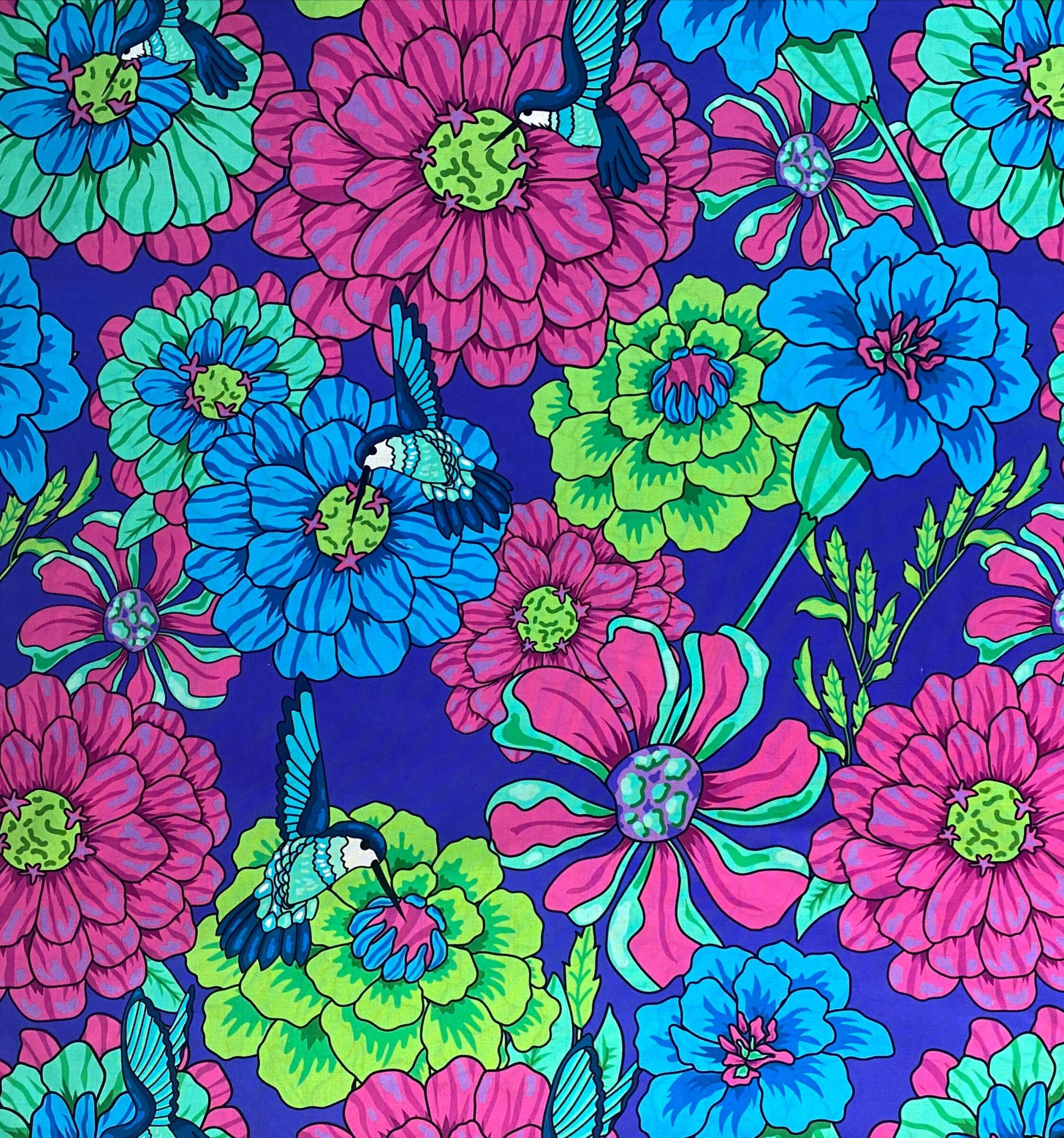 Multi Hummingbird Floral Quilt Fabric | Riley Blake Botanic Blast | 1 Yard Precut 