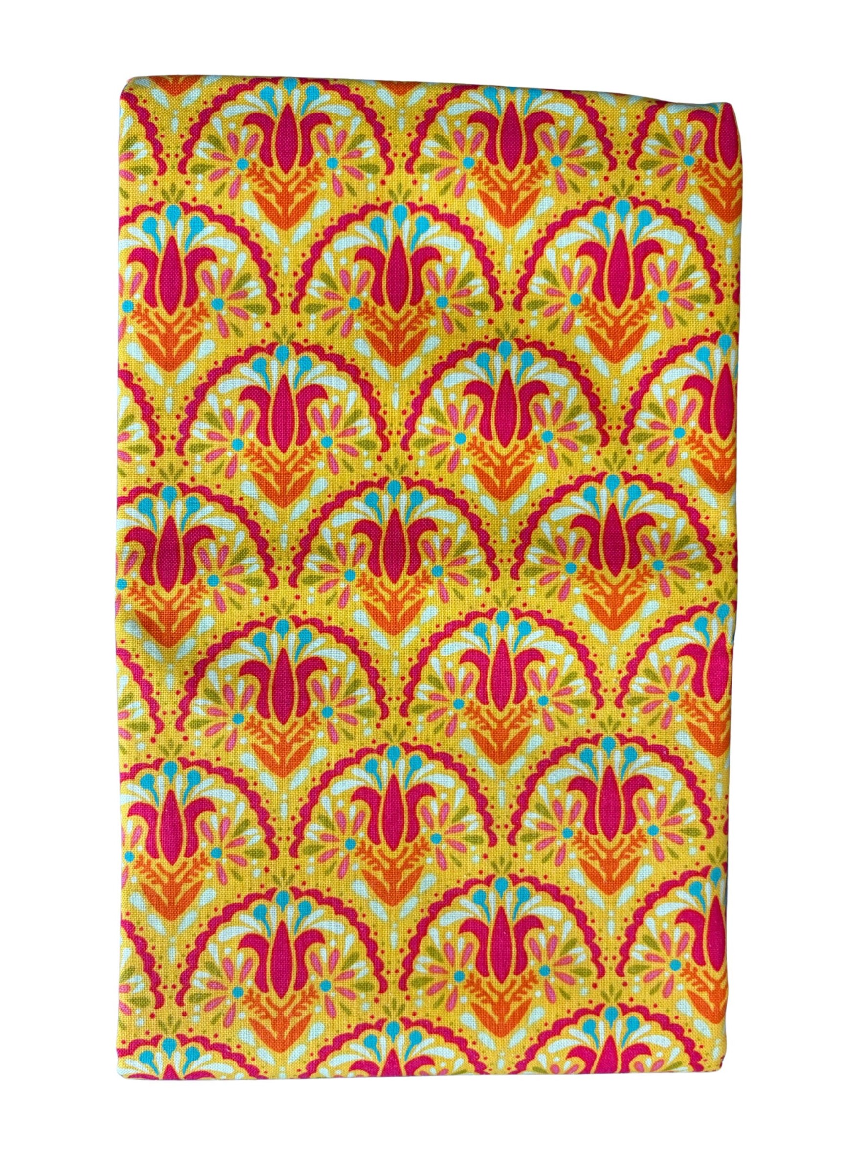 Orange/Pink/Gold Little Amsterdam Quilt Fabric | Free Spirit Fabrics Welcome Home | 1 Yard Precut