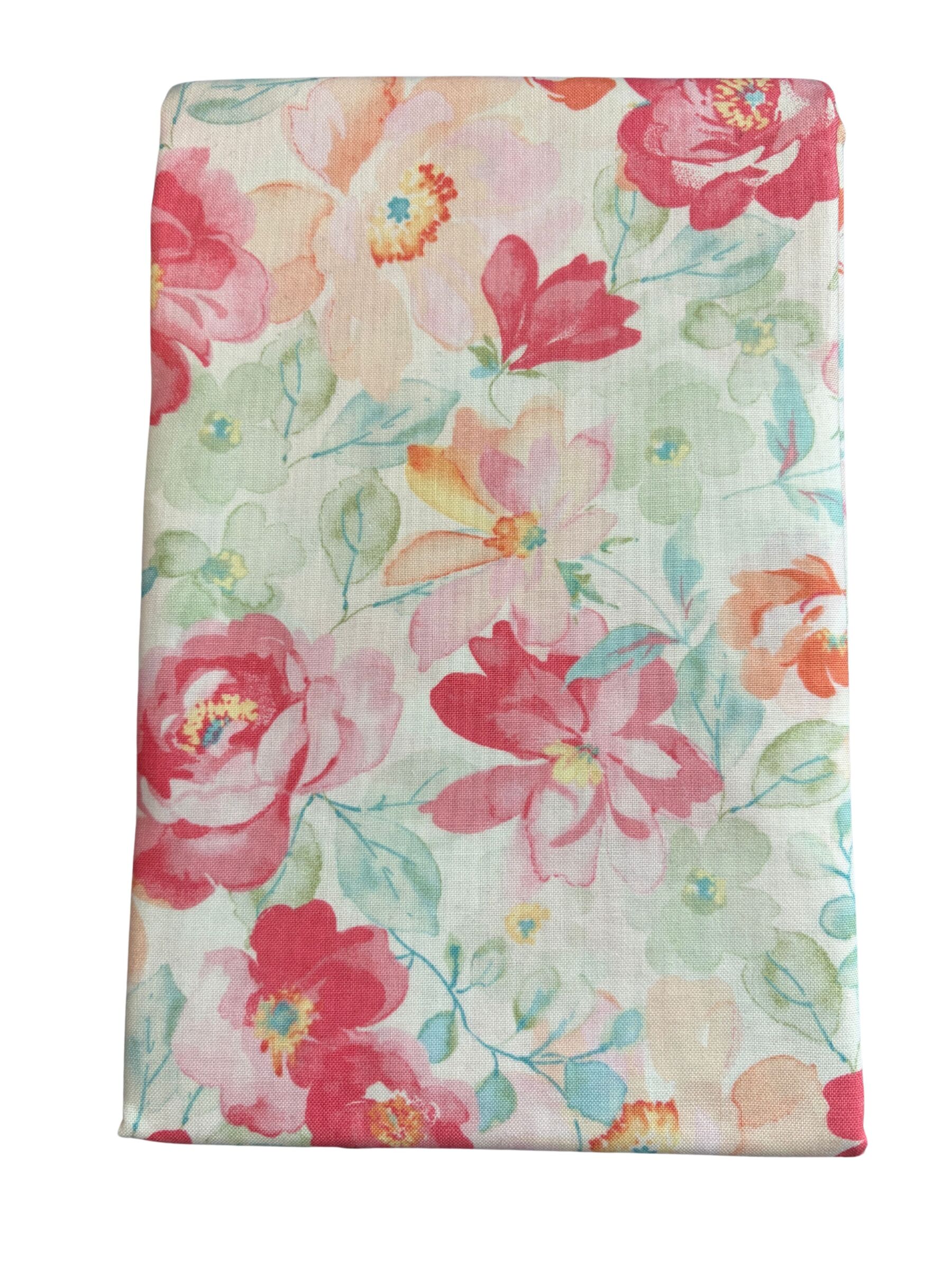 Pink/Orange/Teal Floral Quilt Fabric | Benartex Sweet Baby Rose | 1 Yard Precut