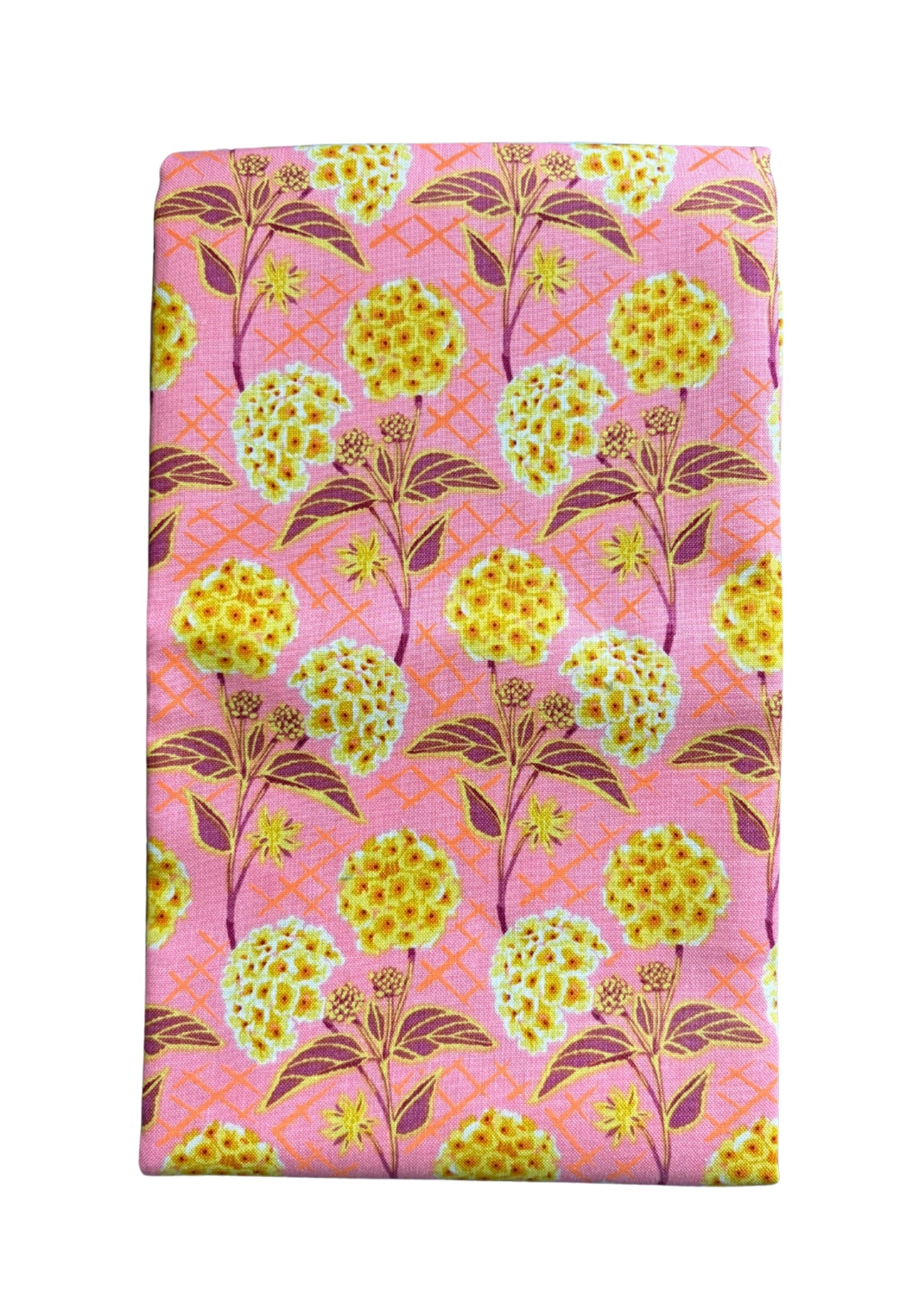 Pink/Yellow Floral Quilt Fabric | Free Spirit Our Fair Garden | 1 Yard Precut