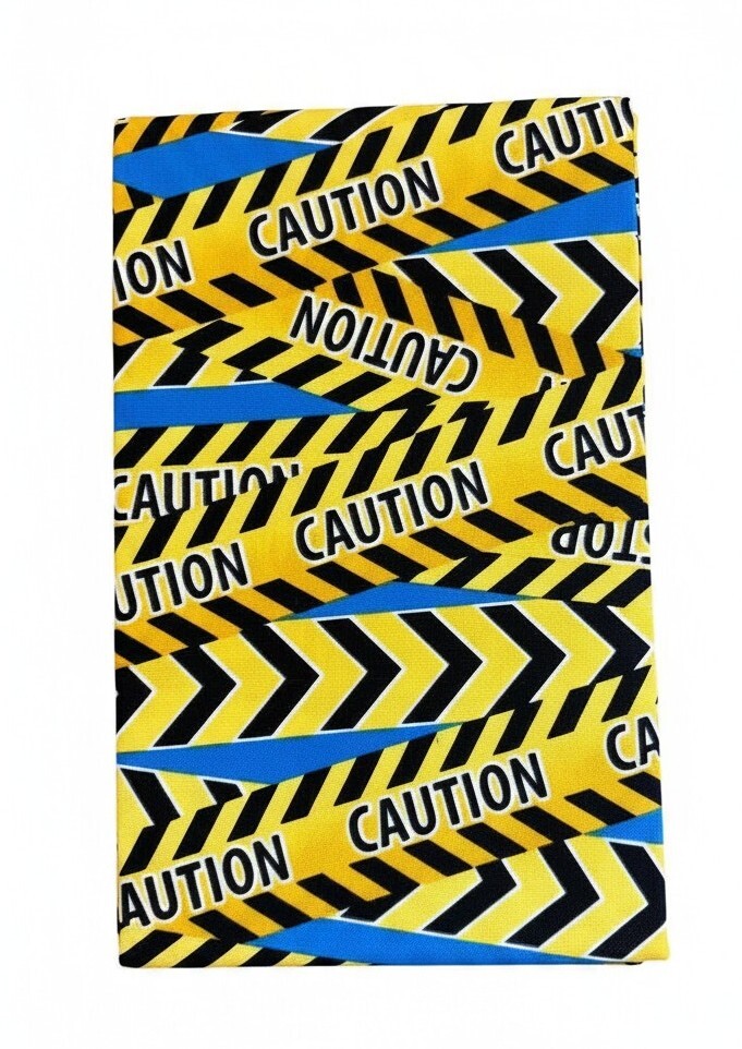 Yellow Caution Tape Quilt Fabric | Glow in the Dark Benartex Construction Crew | 1 Yard Precut