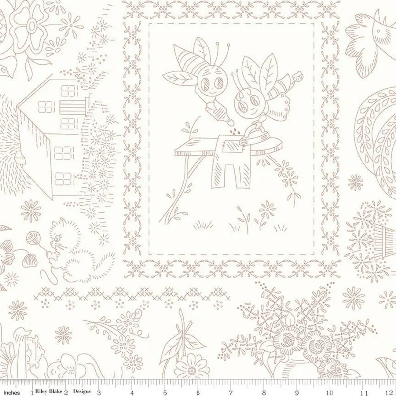 Wide Back Granny Chic Vintage Embroidery Brown 3-Yard Package