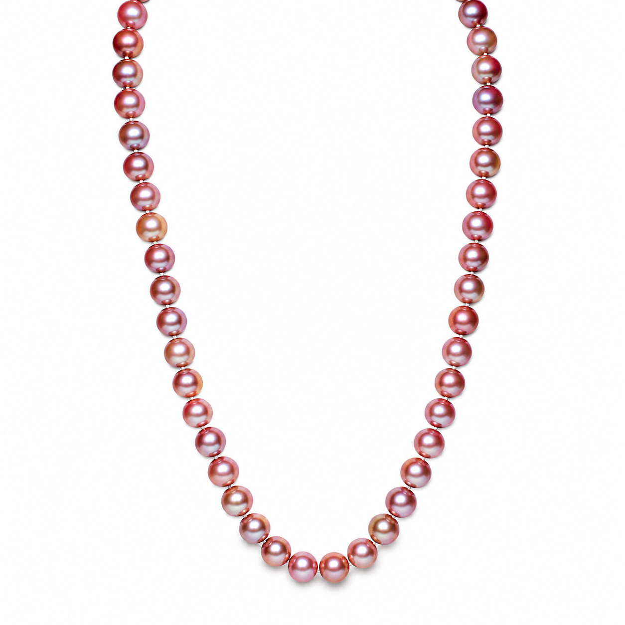 11-13mm Pink Fresh Water Pearls Knotted on Silk with 18kt Yellow Gold & Diamond Clasp