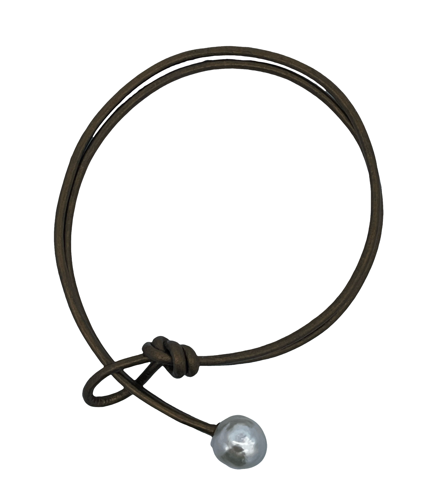 14 15mm x20.5mm White South Sea Pearl Choker Necklace/Double Wrap Bracelet Leather