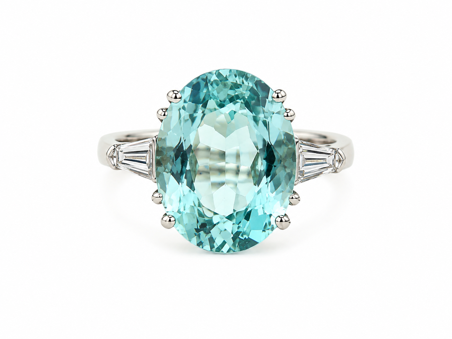 18kt Gold RING BL/GRN Beryl 11.67ct, Diamond 1.25ct I/VS1 - AH