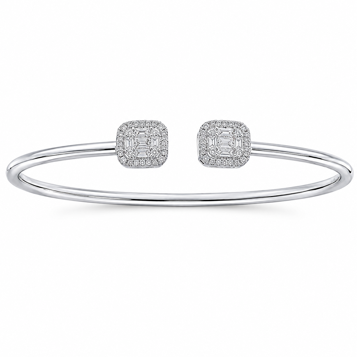 18kt White Gold (8.0 grams), 10 Baguettes (0.42tcw), 52 round (0.33tcw)