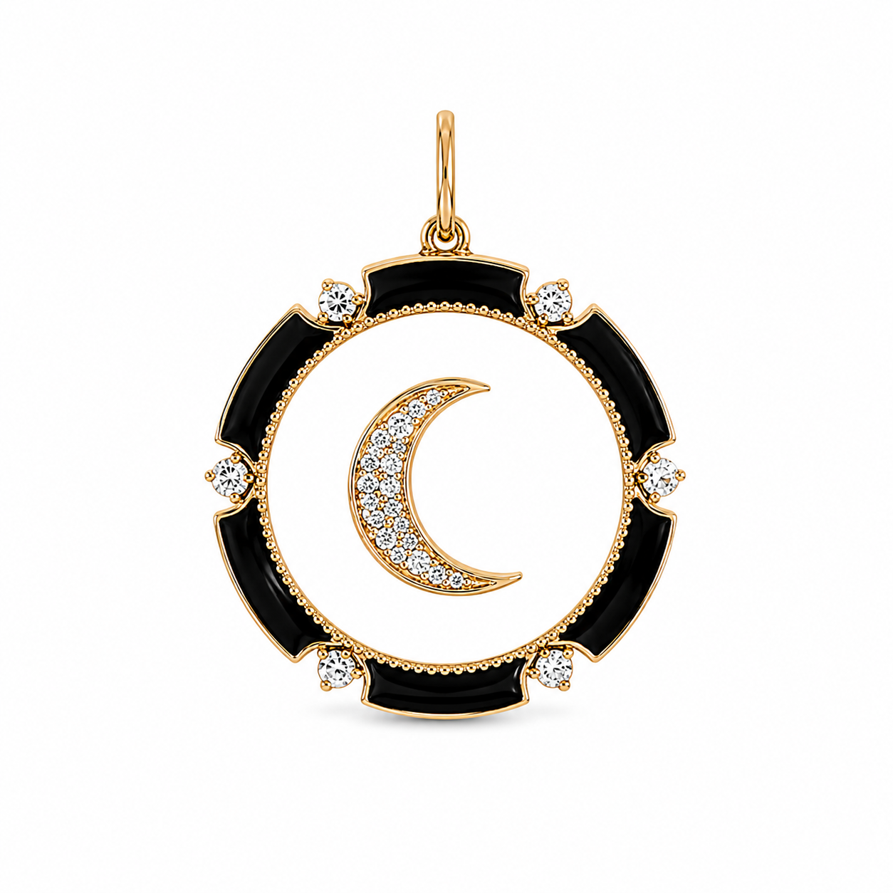 Moon Pendant, 14kt Yellow Gold (2.952 grams), Diamond (0.21ct), Mother of Pearl (6.23 grams)