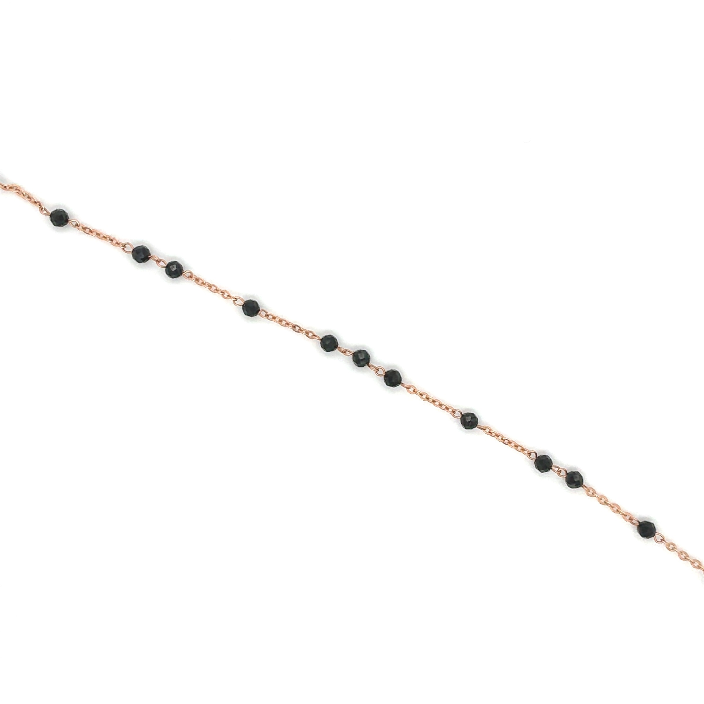 14K Rose Gold Black Spinel By The Yard Bracelet, 6.5 Inches Long; RGSPNLB