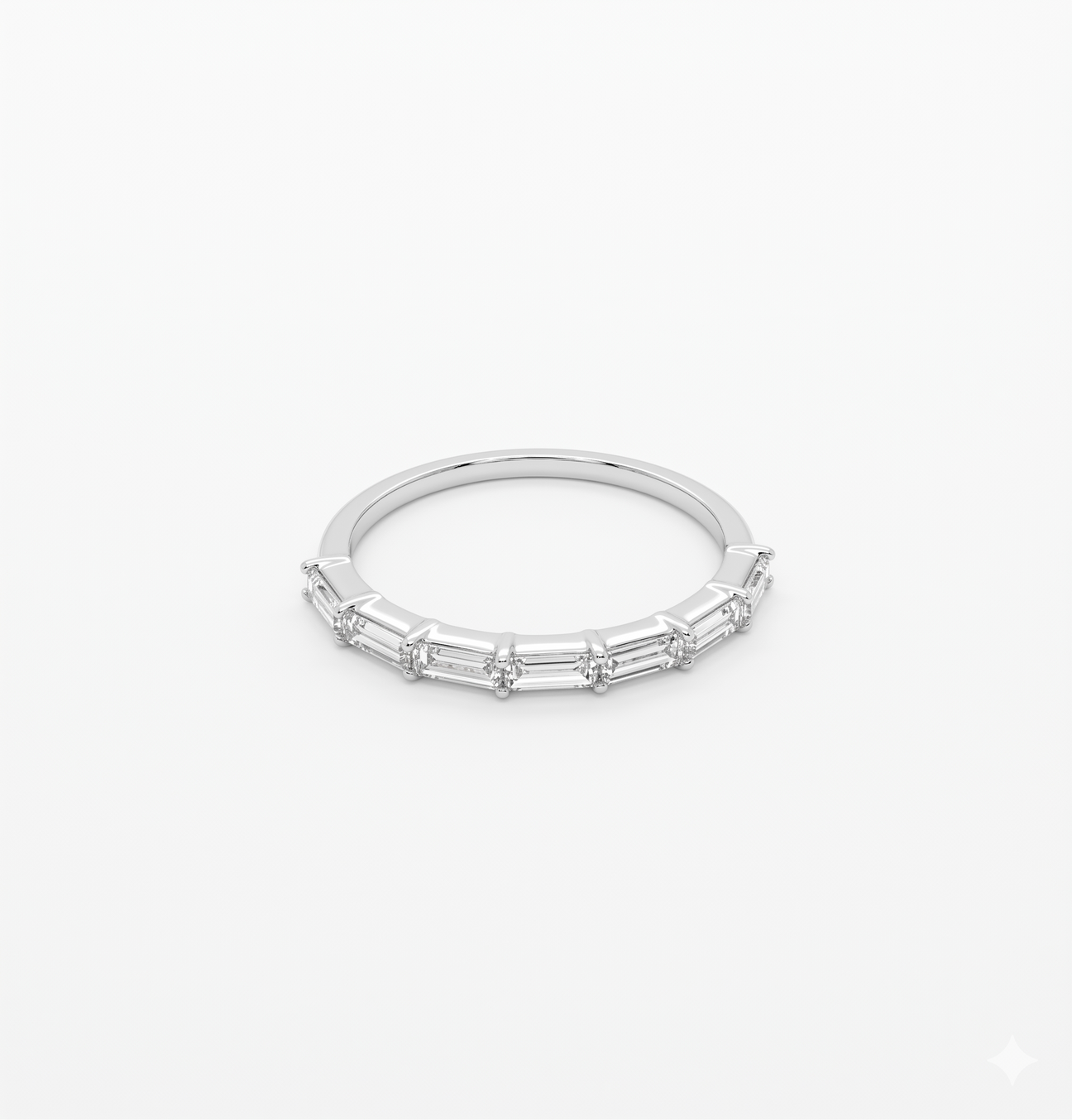 14k White Gold Ladies Band With Seven Straight Baguettes Totaling 0.50ct Of G Color, VS Clarity; DJ7BD50CTW