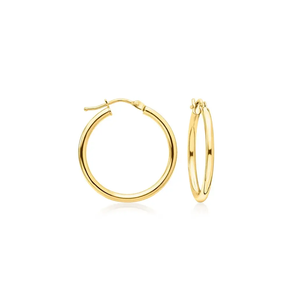 1.98-2.01 Grams, 14k Yellow Gold Hoop Earrings 2.10mm Thick, 16mm Wide; YGHP2M-16