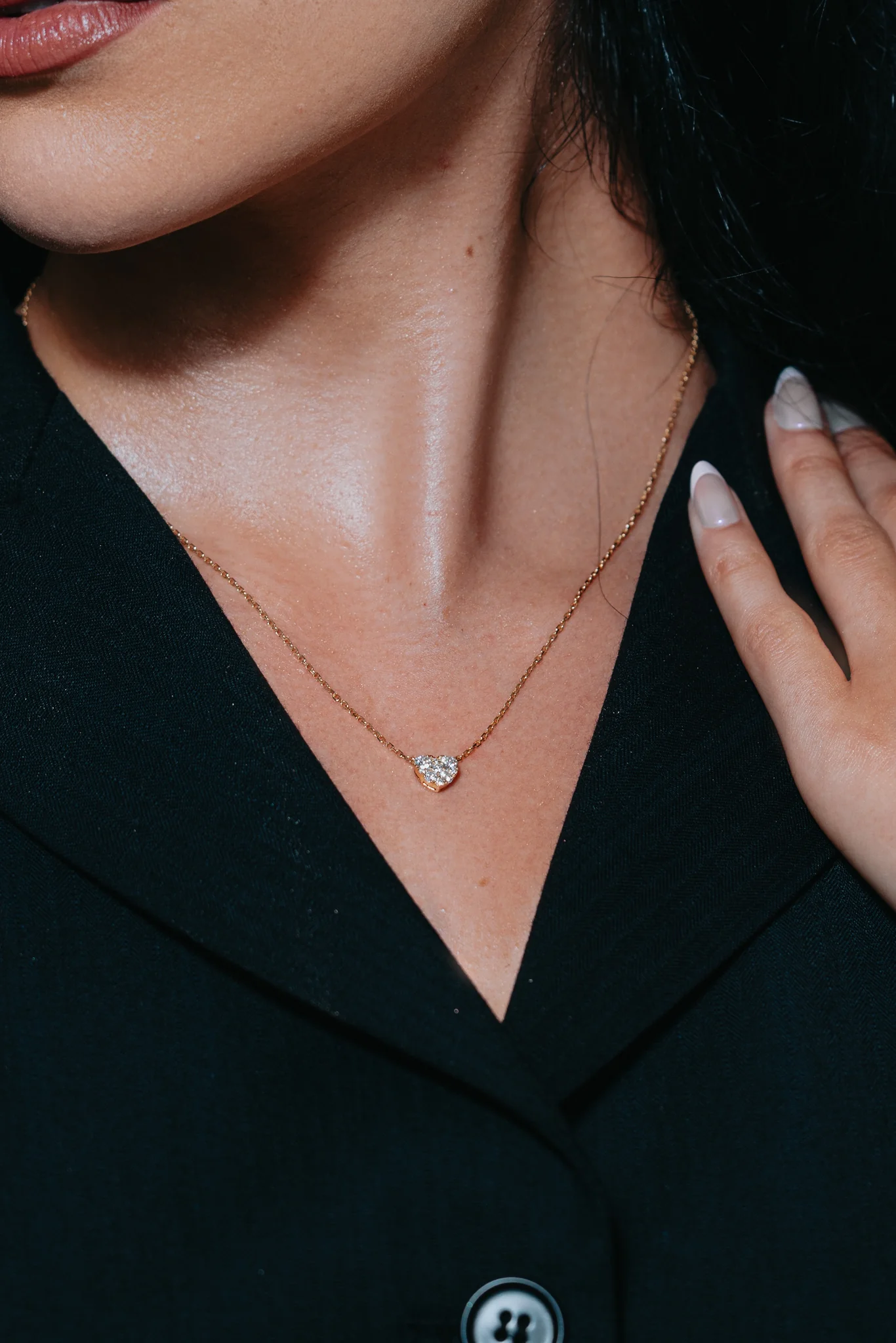 2.54 Grams, 14K Yellow Gold Heart Necklace With 0.63ct Round Brilliant Diamonds Of G Color, VS1-VS2 Clarity