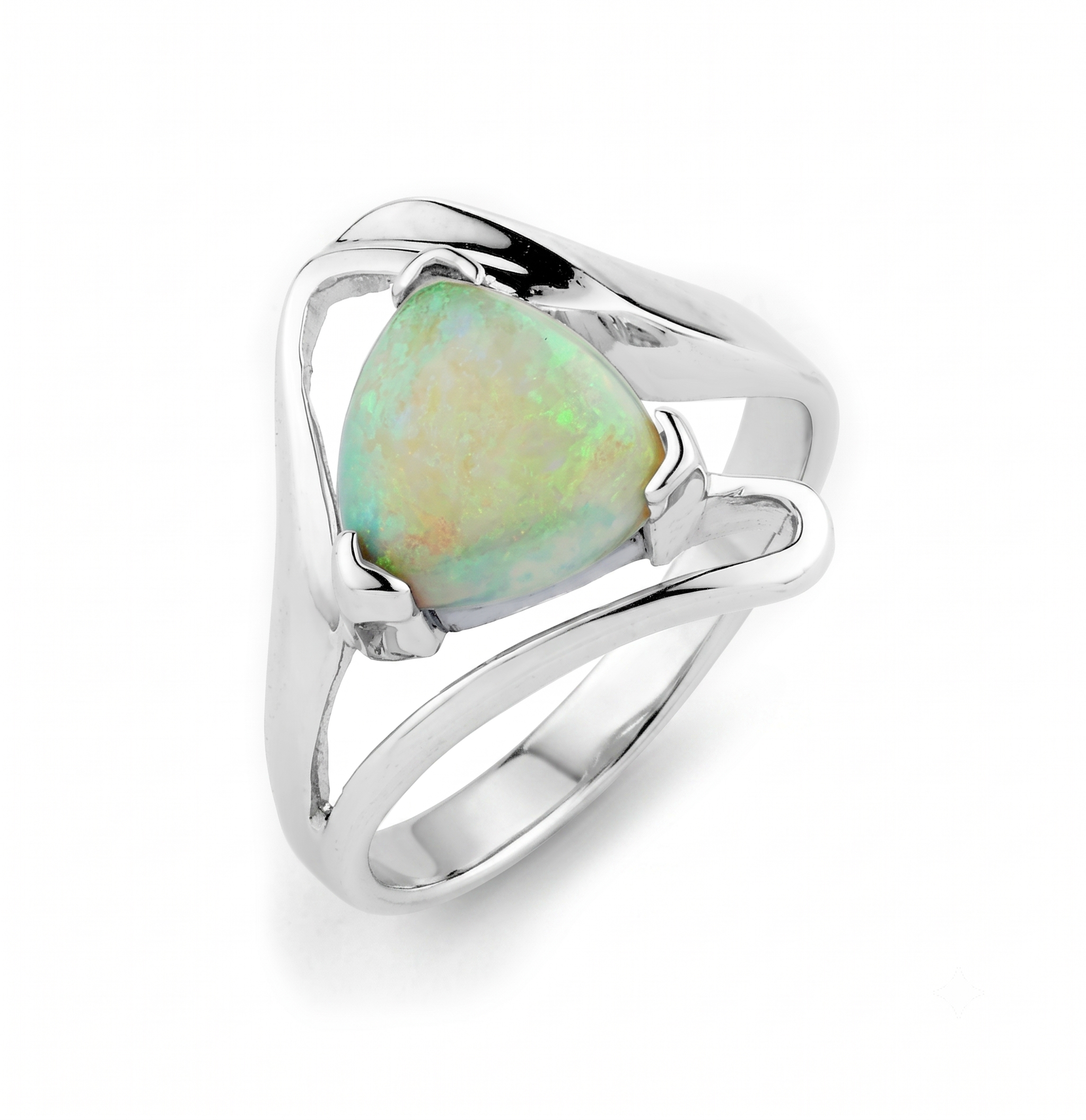 4.11 Grams 14K White Gold Ladies Ring With 1.40ct Australian Opal; SDR0041