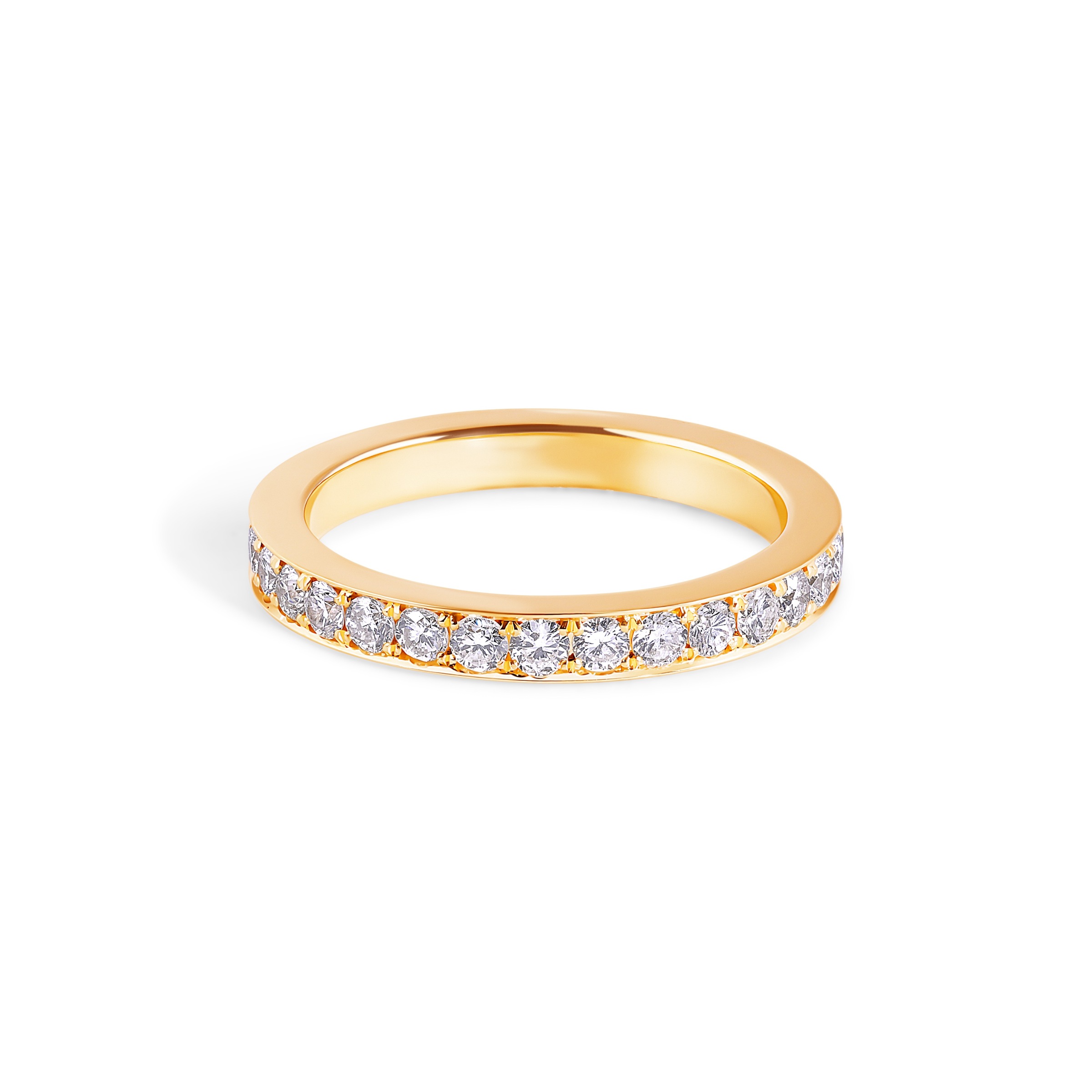 5.65 Grams, 18k Yellow Gold Band With 29 Round Brilliant Diamonds Totaling 1.54ct Of G Color, VS2-SI1 Clarity; DJ29D154CT