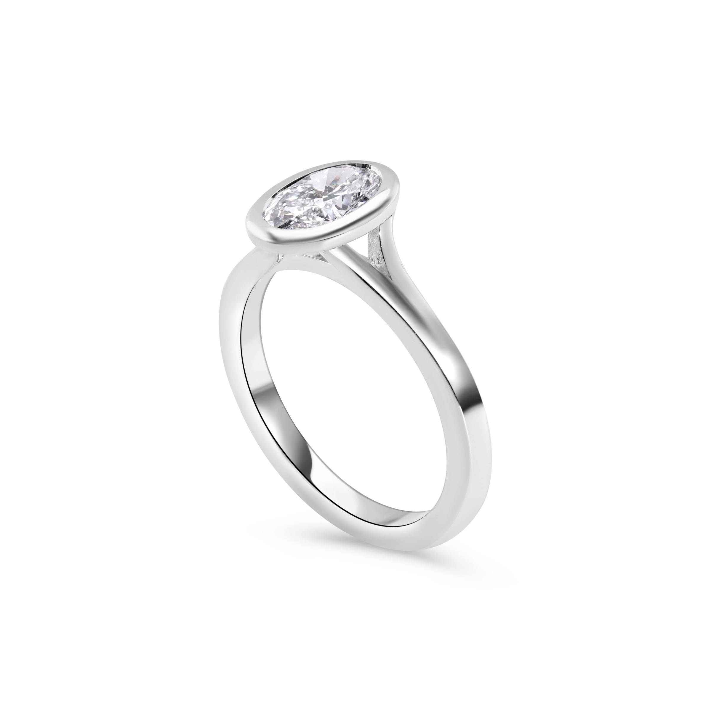 6.54 Grams,Platinum Bezel Custom Designed Solitaire With 1.00CT Oval Brilliant Diamond Of G Color, VS2 Clarity, Excellent Polish, Very Good Symmetry, No Fluorescence Inscribed GIA5211396292