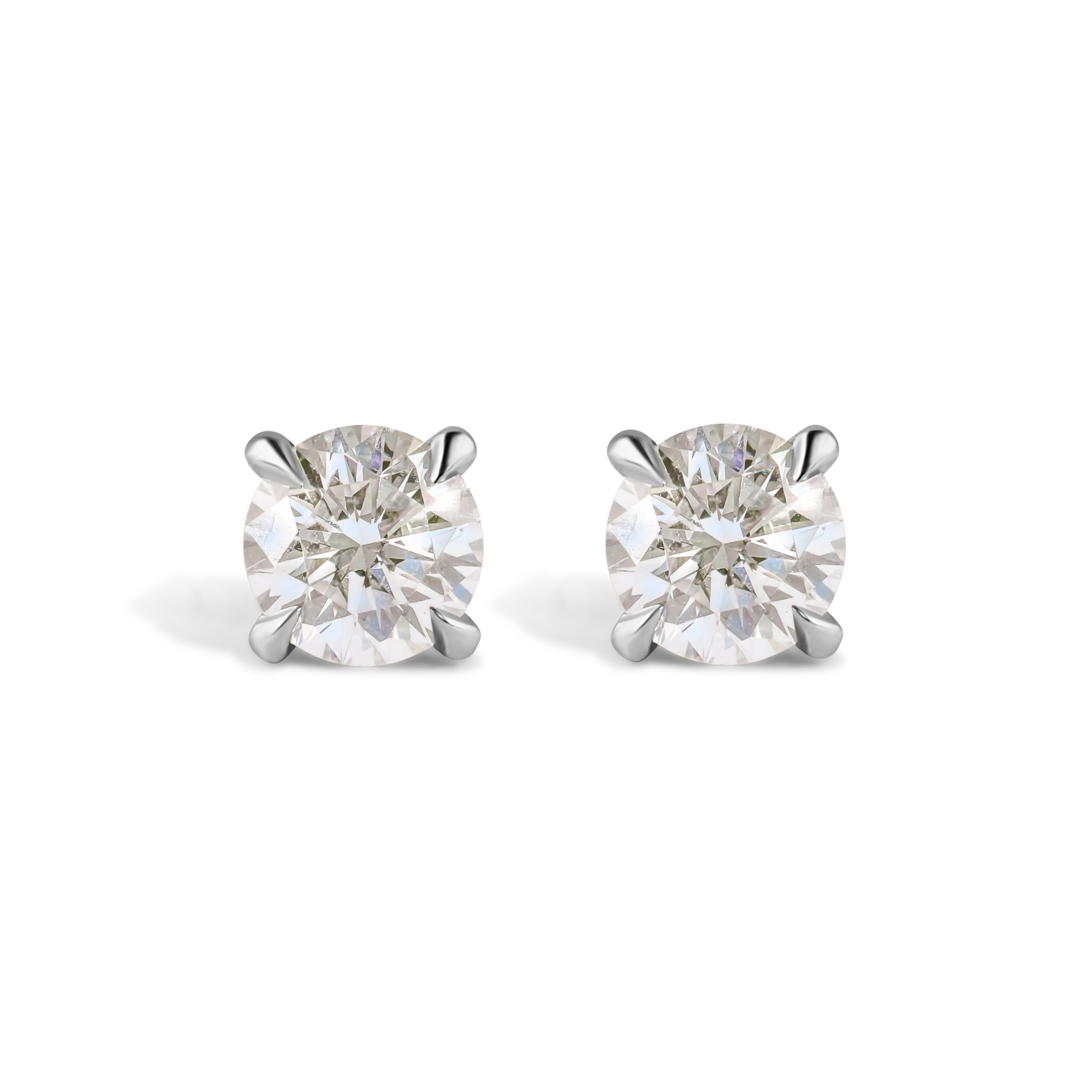 Platinum Stud Earrings With 2.17ct Round Brilliant Diamond Of F Color, I1 Clarity & 2.33ct  Round Brilliant Diamond Of E Color, SI3 Clarity