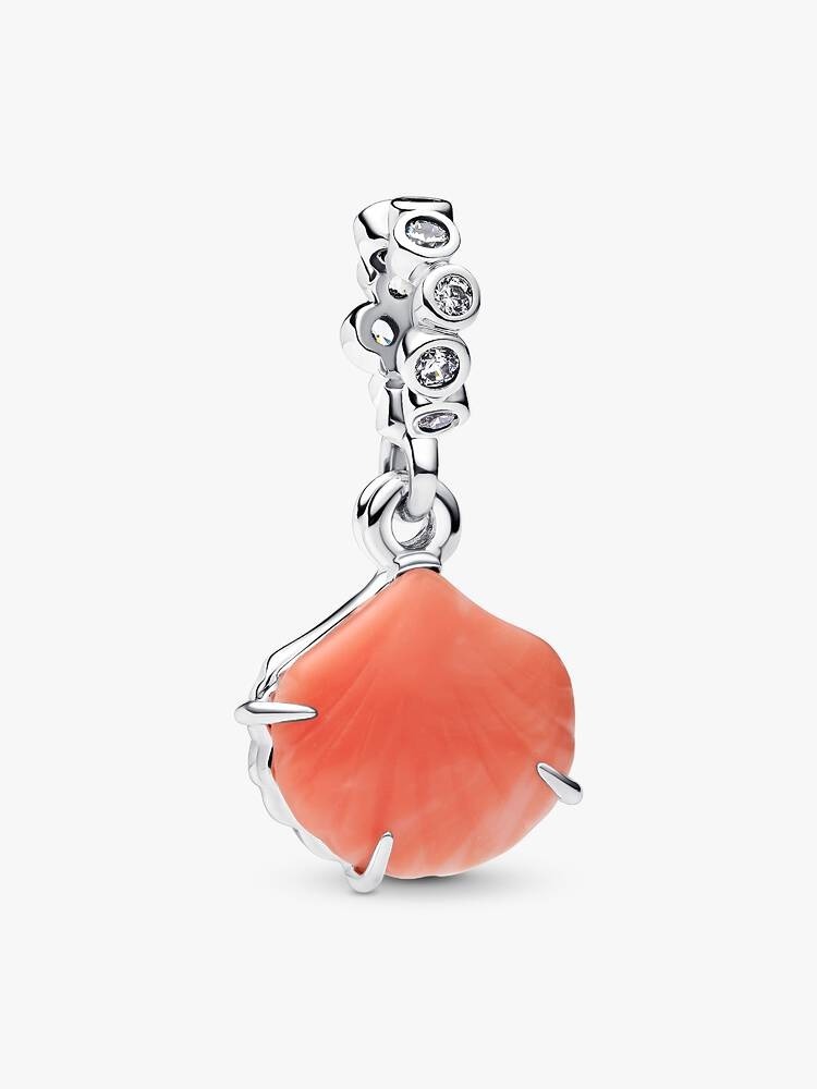 Coral-Colored Shell Double Dangle Pandora Charm #793821C01