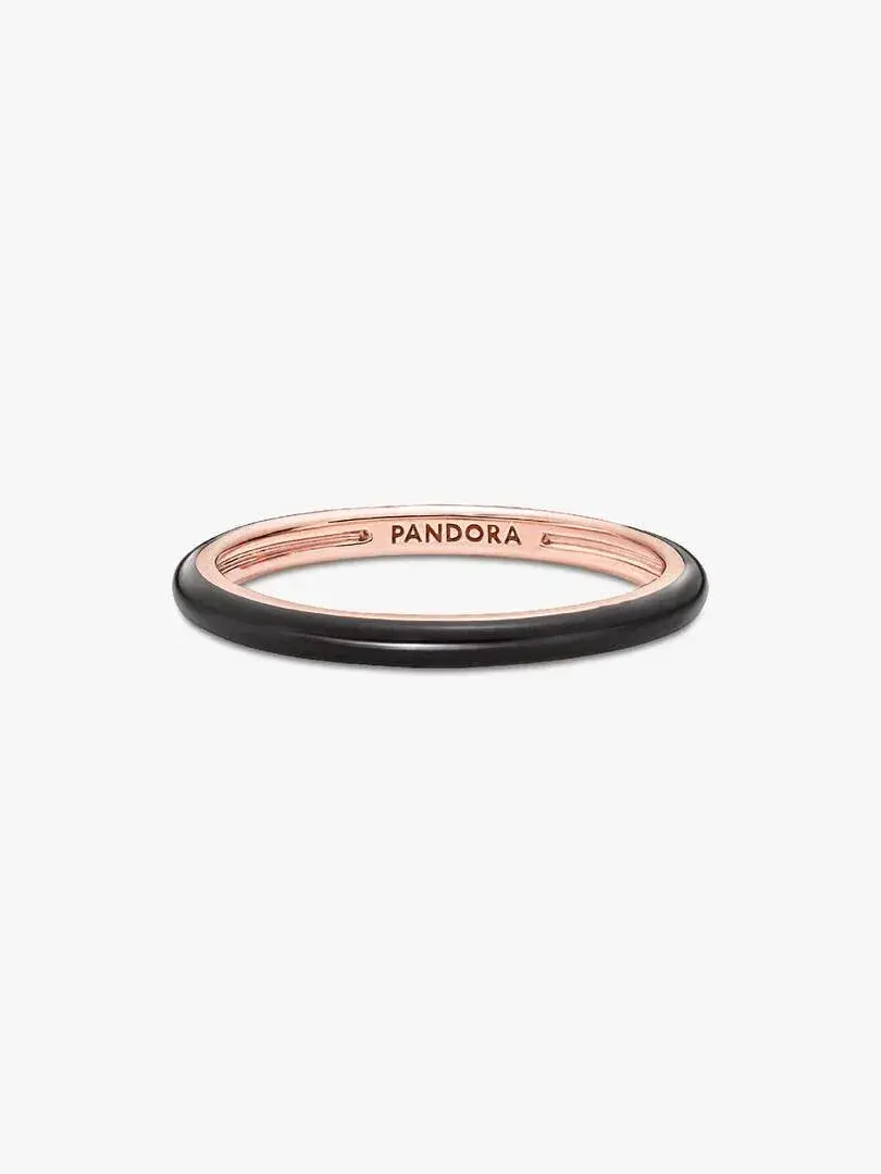 Pandora ME Black Enamel Ring | Rose gold plated #189655C01-46