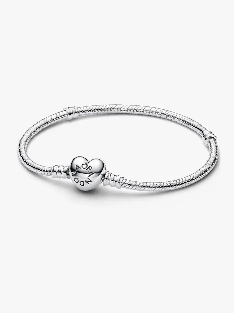 Pandora Moments Heart Clasp Snake Chain Bracelet #594594C00-20