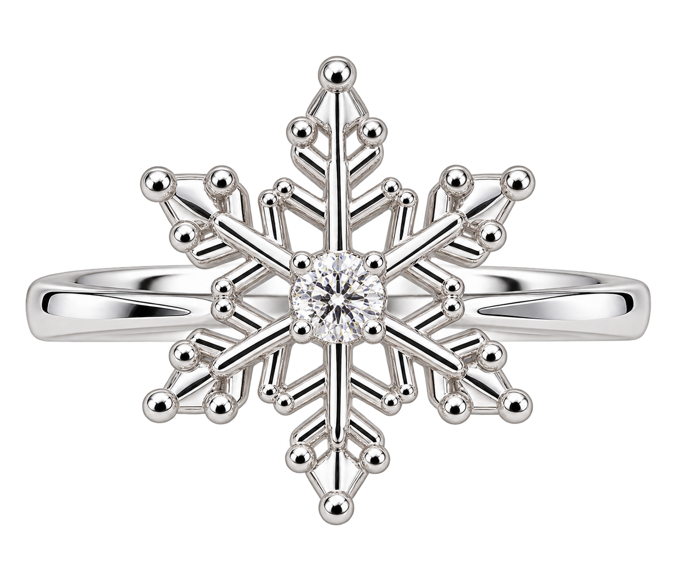 Snowflake ring with .03ct Canadian diamond I1 cl HI col 10K White gold CERT#1667 tracking#CAD123808