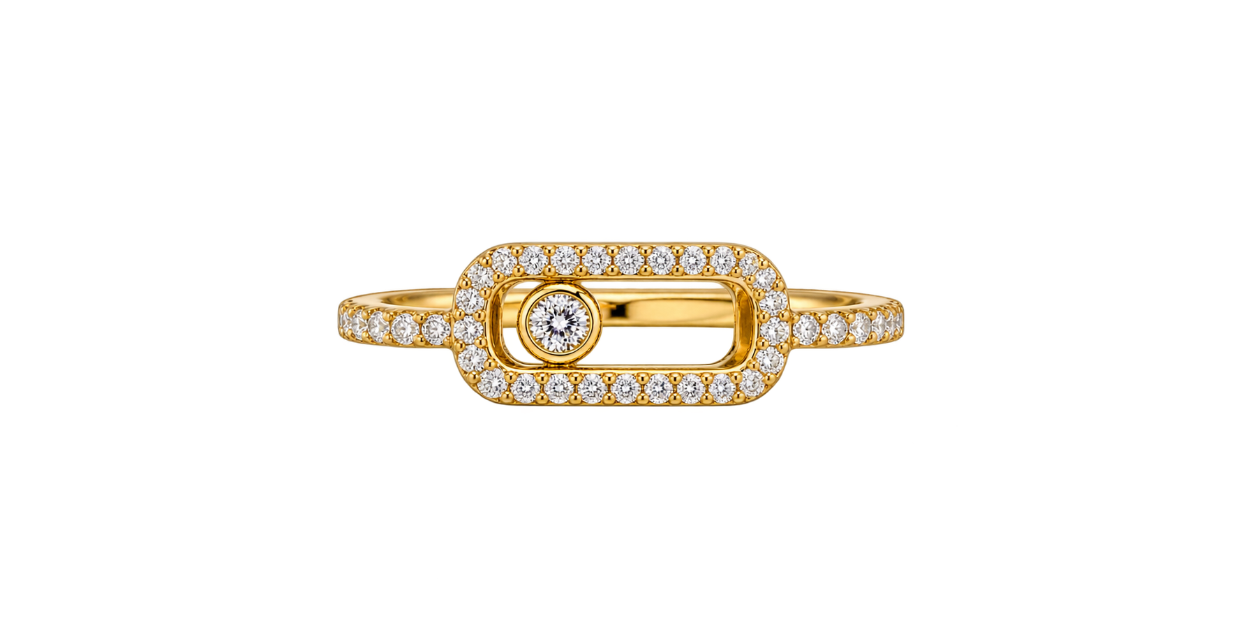 .20ctw diamond ring, rectangle with bezel set round in centre & side diamonds 10K Yellow gold