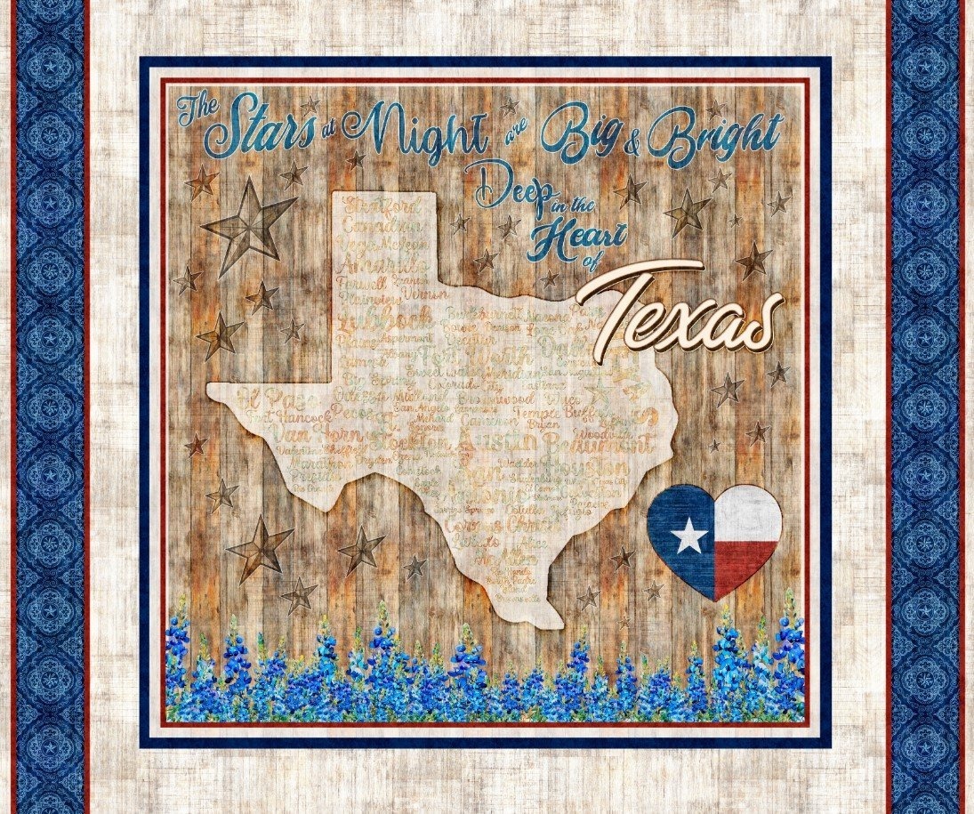 QT Fabrics, All Texas Shop Hop 2026 Texas Panel 36 x 42 - 31790-X