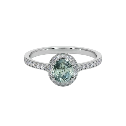 Bluish Green Montana Sapphire Ring - Oval 0.84 Ct. -  Platinum 950* this item is made to order