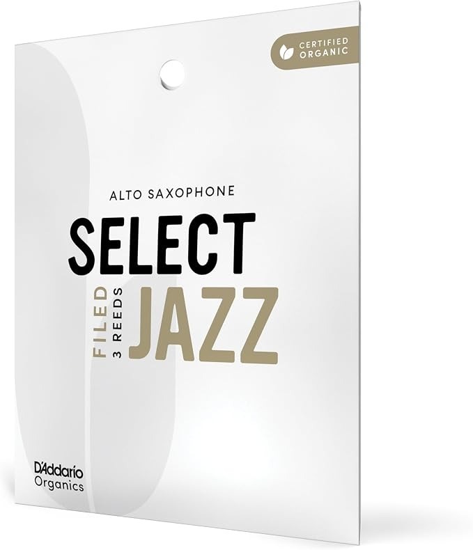 D'Addario Organics Select Jazz Filed Alto Saxophone Reeds| 2 Hard (Pack of 3)