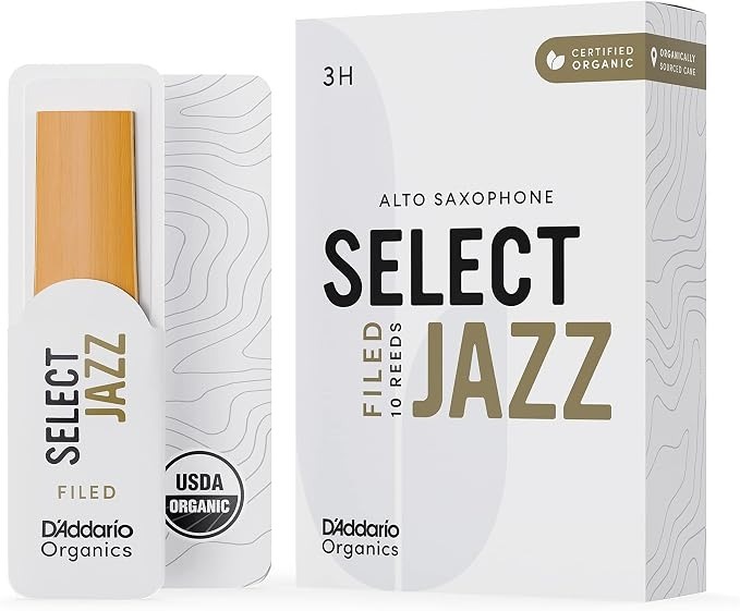 D'Addario Organics Select Jazz Filed Alto Saxophone Reeds| 3 Hard (Box of 10)