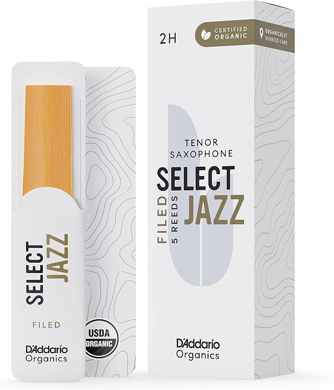 D'Addario Organics Select Jazz Filed Tenor Saxophone Reeds| 2 Hard (Box of 5)