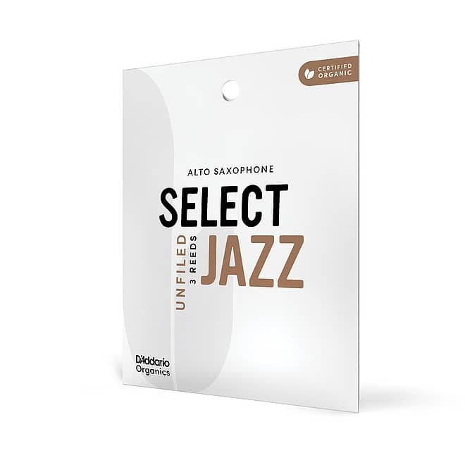 D'Addario Organics Select Jazz Unfiled Alto Saxophone Reeds| 3 Soft (Pack of 3)