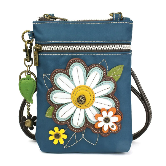 Chala Crossbody RFID Cell Phone Purse - Women Nylon/Faux Leather Multicolor Handbag with Adjustable Strap