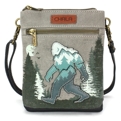 Chala Double Pocket Xbody Women RFID Protected Canvas Crossody Purse with Adjustable Strap - Big Foot
