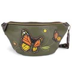 Chala Fanny Pack Women RFID Protected Sling Purse and Waist Bag with Two Adjustable Straps - Monarch Butterfly
