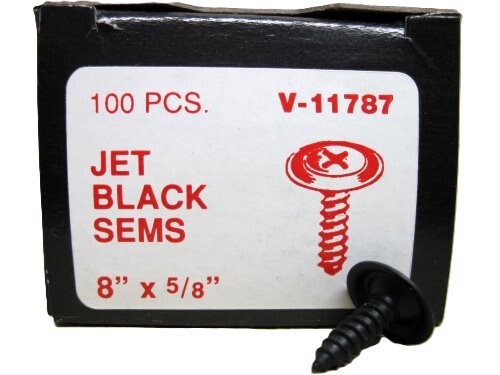 CTS11787R CHROME TAPPING SCREWS #11787, Jet Black, Phillips Oval Head SEMS, 8 x 5/8, 100 pcs. (PER BOX)