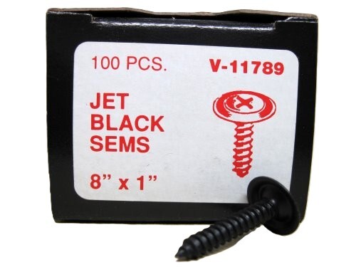 CTS11789R CHROME TAPPING SCREWS #11789, Jet Black, Phillips Oval Head SEMS, 8 x 1, 100 pcs. (PER BOX)