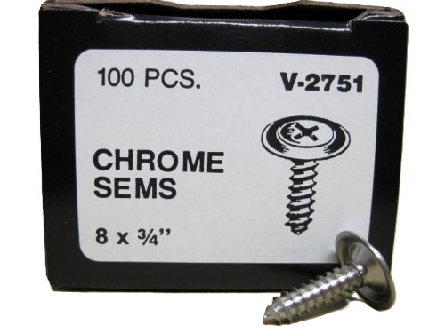 CTS2751R CHROME TAPPING SCREWS #2751, Chrome, Phillips Oval Head SEMS, 8 x 3/4,  100 pcs. (PER BAG)