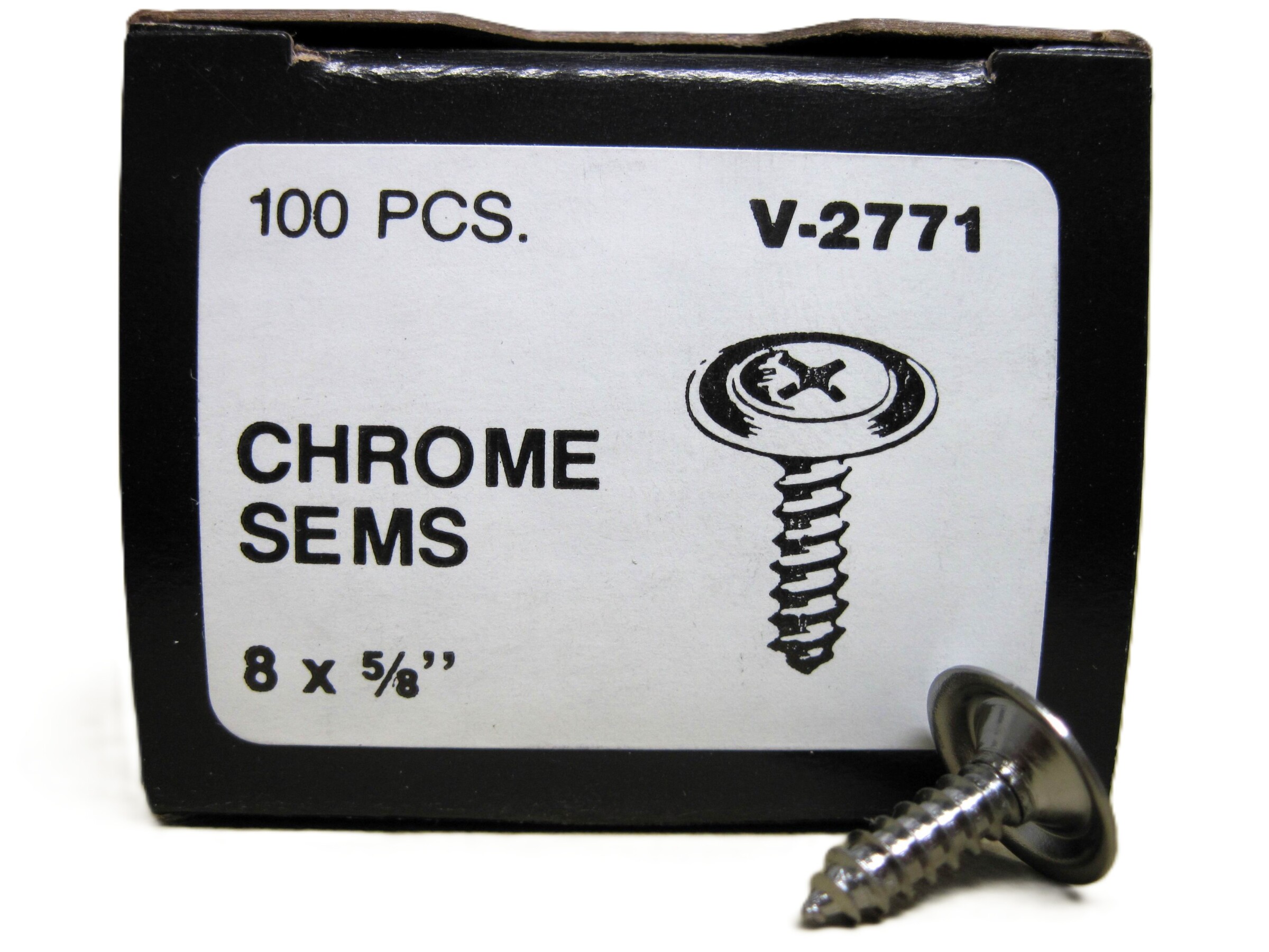 CTS2771R CHROME TAPPING SCREWS #2771, Chrome, Phillips Oval Head SEMS, 8 x 5/8, 100 pcs. (PER BAG)