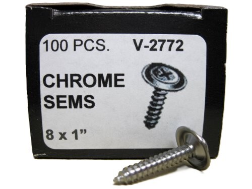 CTS2772R CHROME TAPPING SCREWS #2772, Chrome, Phillips Oval Head SEMS, 8 x 1, 100  pcs. (PER BOX)