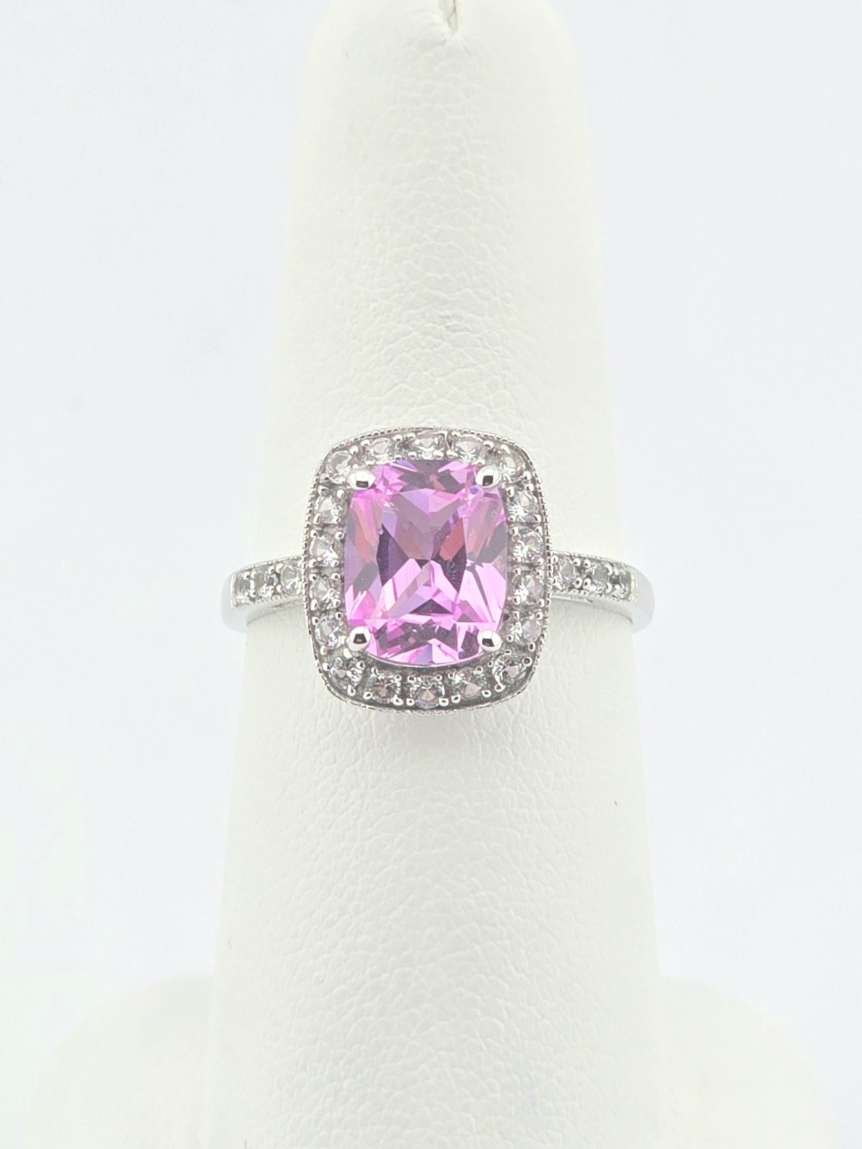 14KW DIAMOND ~0.5CTW ~J-K ~VS PINK SAPPHIRE ~3CT RING SIZE 7.25