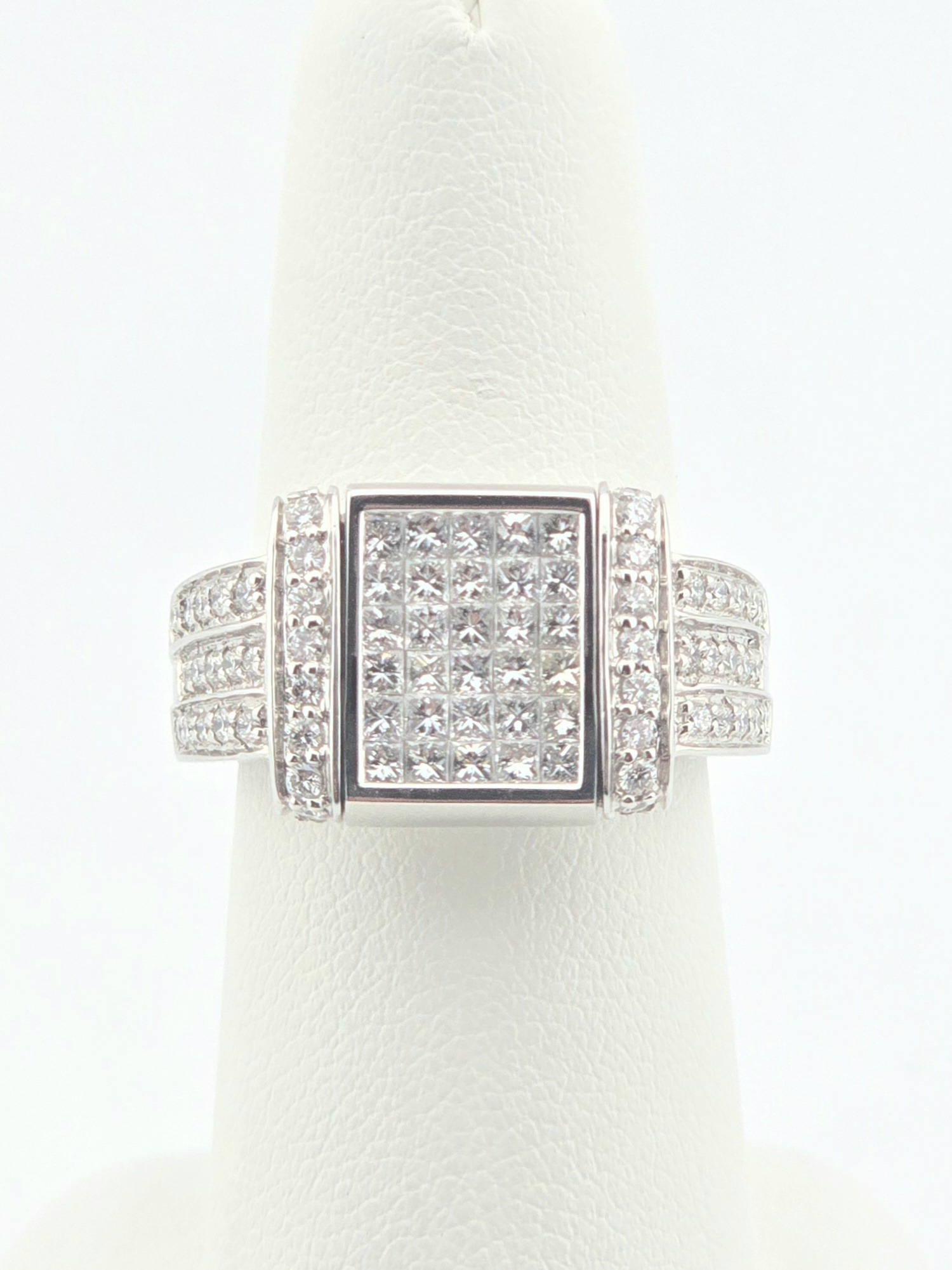 14KW REVERSIBLE DIAMOND ~ 1.25CTW ~H-J ~VS SAPPHIRE ~0.75CTW RING SIZE 7