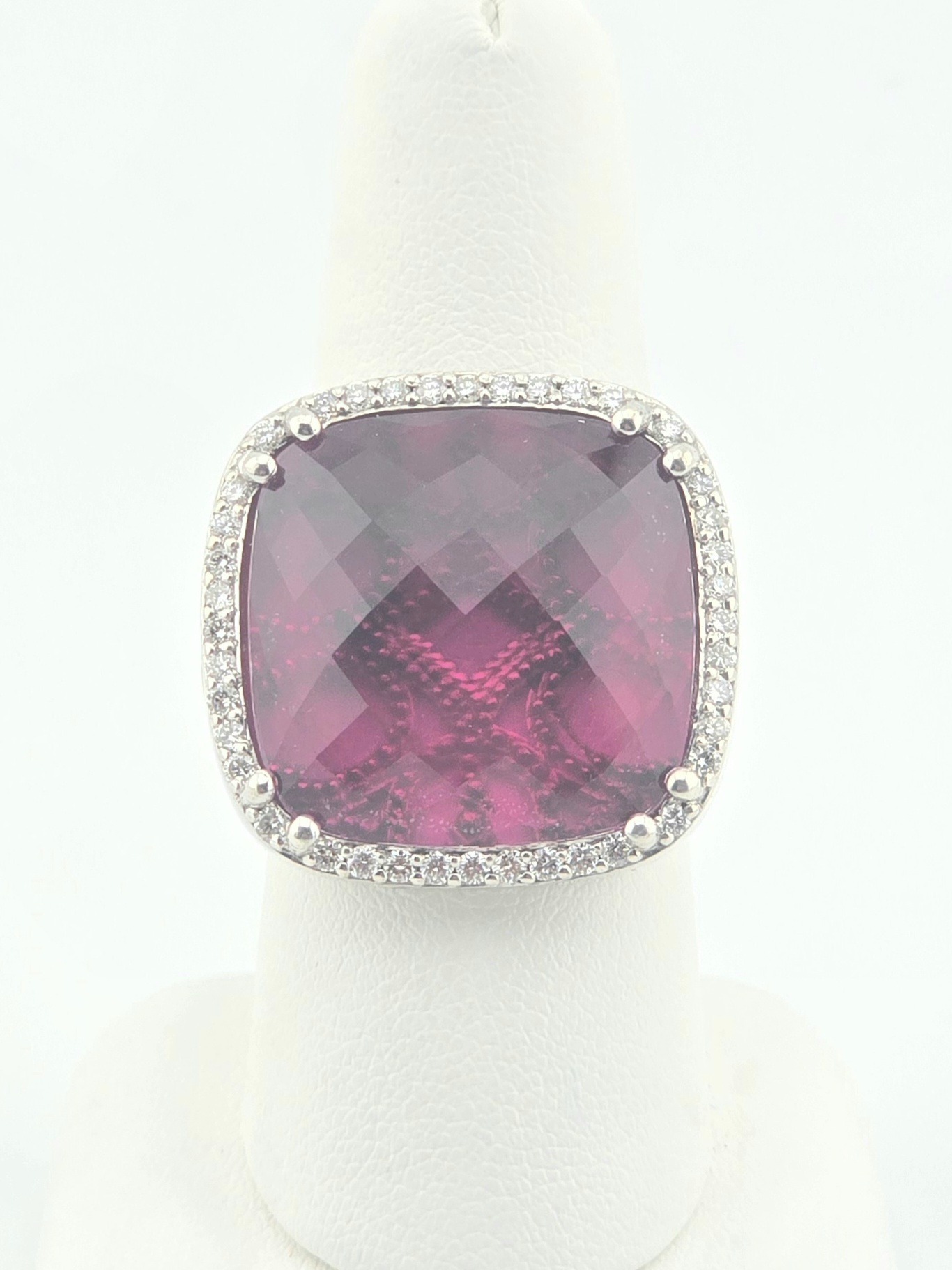 18KW .925 TACORY AUTHENTIC CITY LIGHTS RED QUARTZ DIAMOND ~.60CTW ~I-J ~SI SIZE 8.25