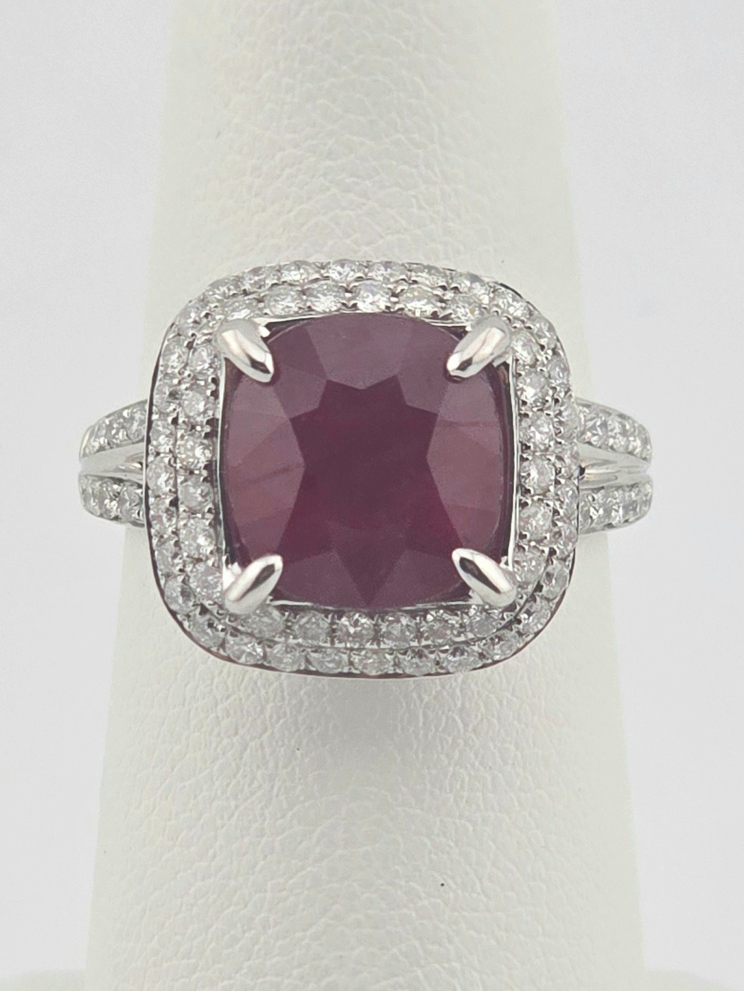 18KW RUBY ~6.5CT DIAMOND ~1CTW ~F-G ~SI RING SIZE 6.75