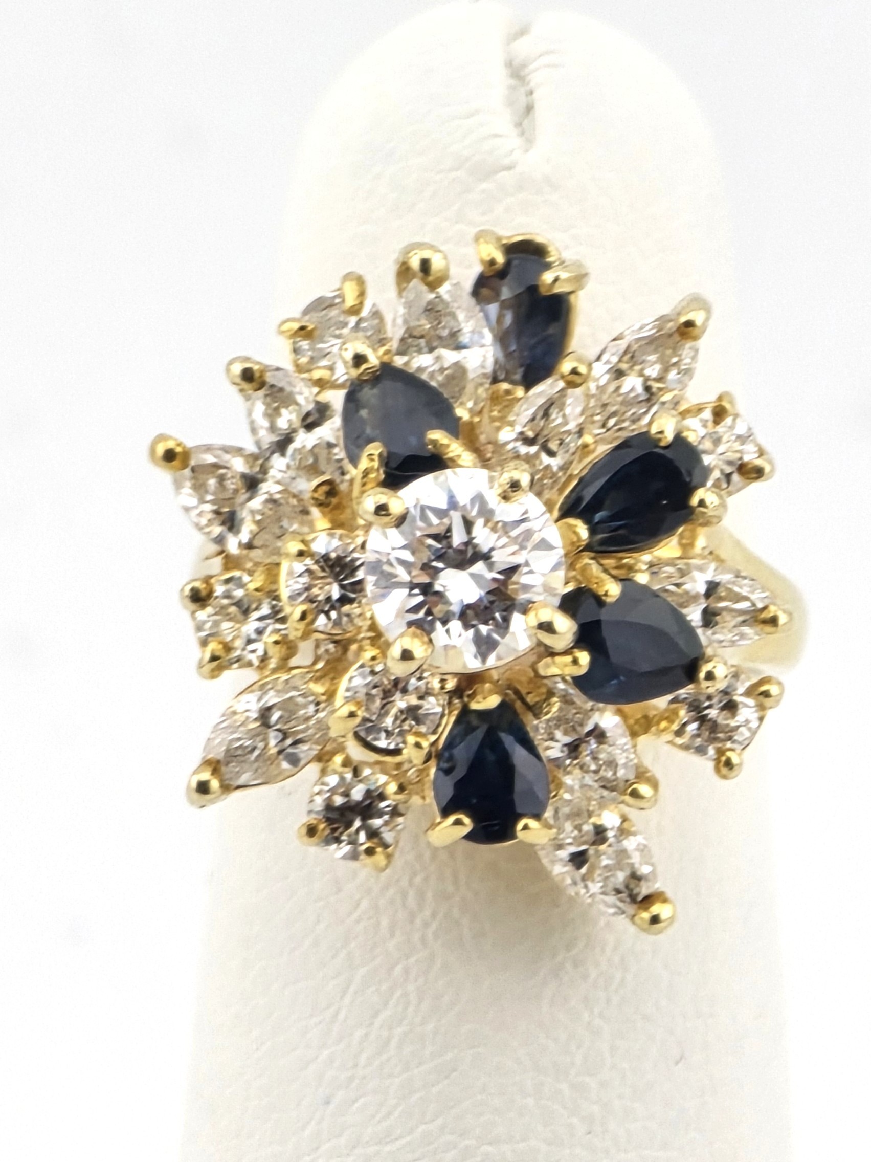 18KY DIAMOND ~2CTW ~H-I ~SI SAPPHIRE ~0.60CTW RING SIZE 4.5