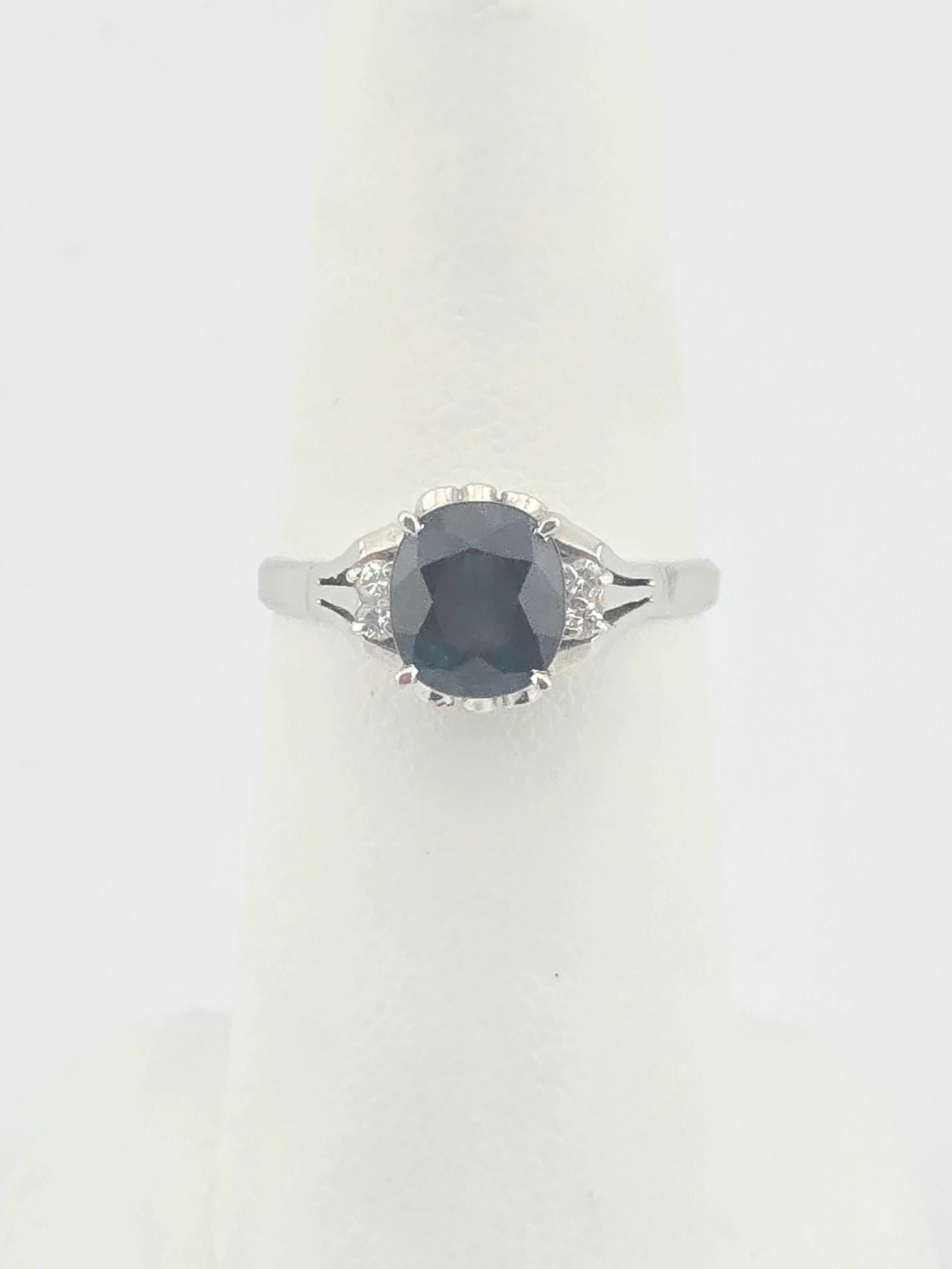 PLATINUM GIA SAPPHIRE ~1.55CT DIAMOND ~0.06CTW ~H-I ~SI SIZE 6.5