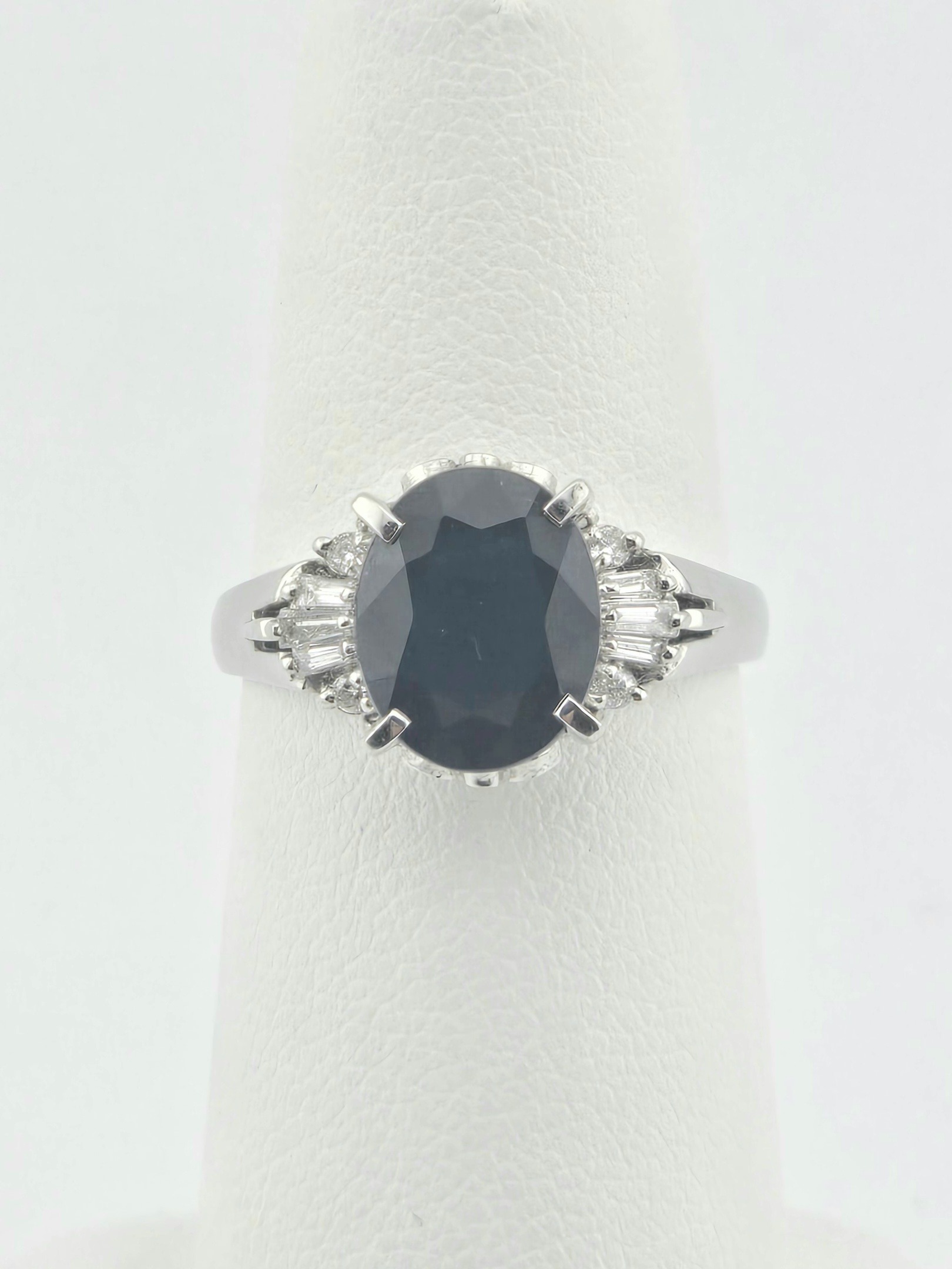 PLATINUM SAPPHIRE ~3.15CT DIAMOND ~0.15CTW I-J SI2 SIZE 6